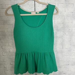 Anthropologie postmark sleeveless blouse scalloped hem V-neck crisscross back